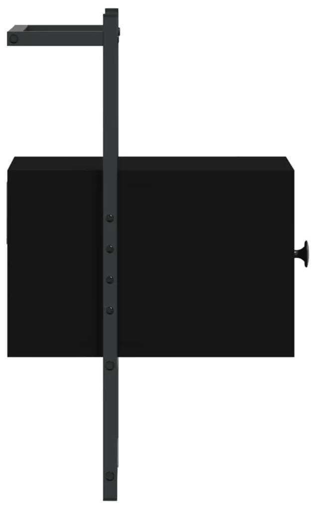 Mesa de cabeceira de parede 35x30x51 cm derivados madeira preto
