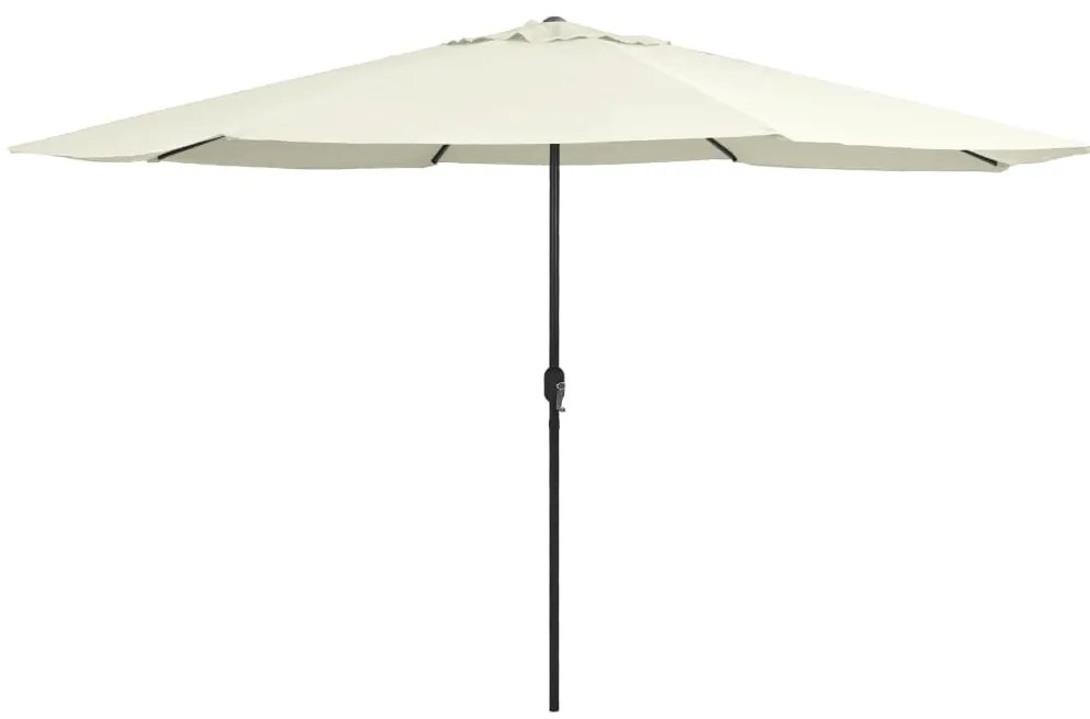 vidaXL Guarda-sol de jardim com poste de metal 390 cm branco areia