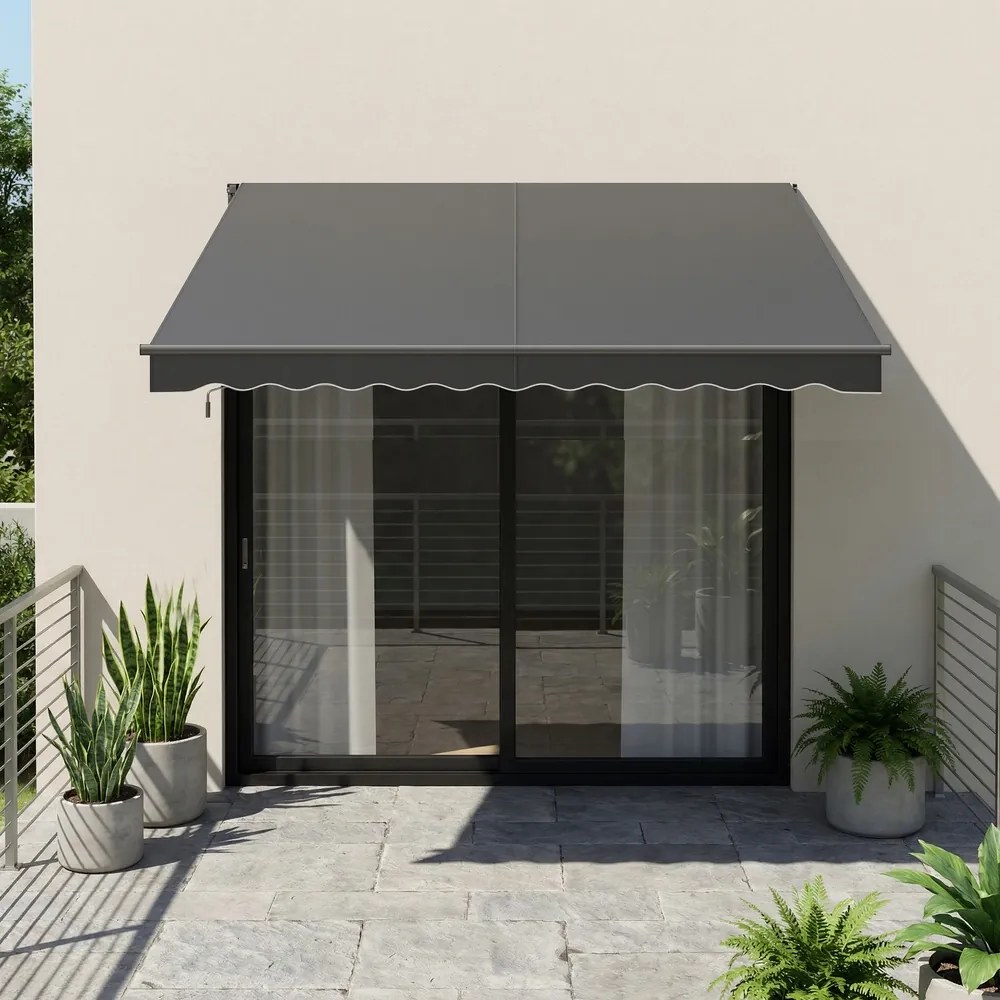 Toldo varanda de braço articulado 250 x 200 cm (C x L), manivela, FPS 50+ Cinza