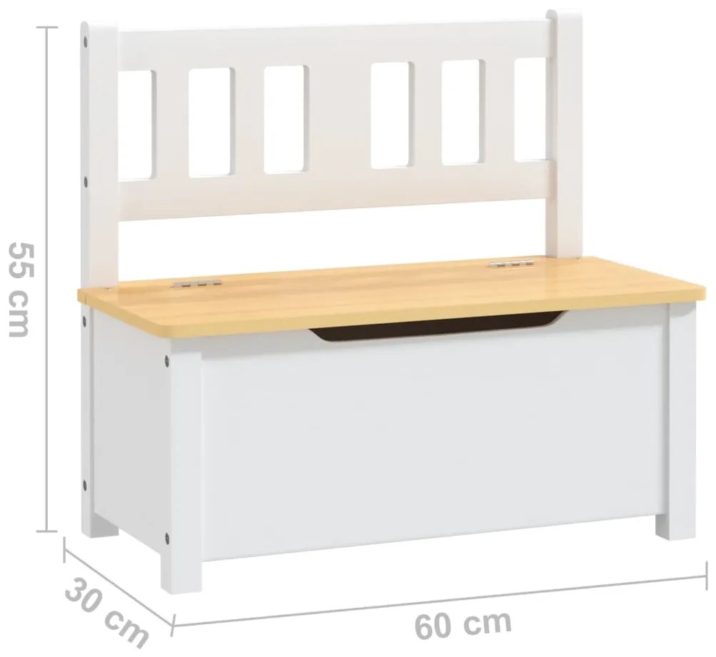 4 pcs conjunto mesa e cadeiras infantil MDF branco e bege