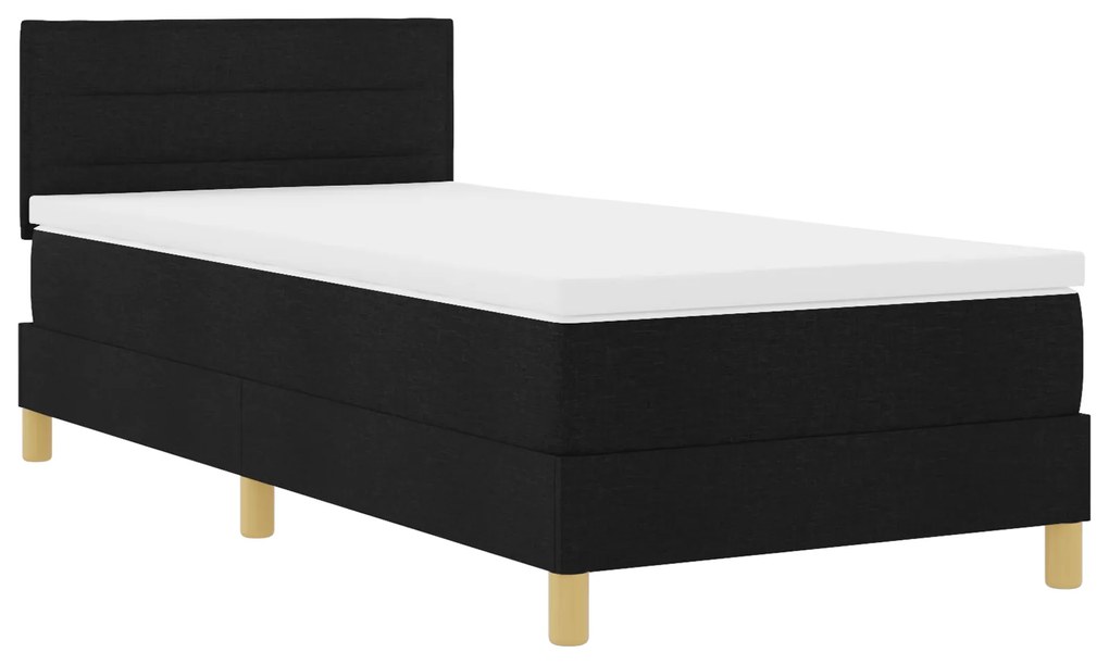 Cama Box Spring com Colchão Preta 100x200 cm Tecido
