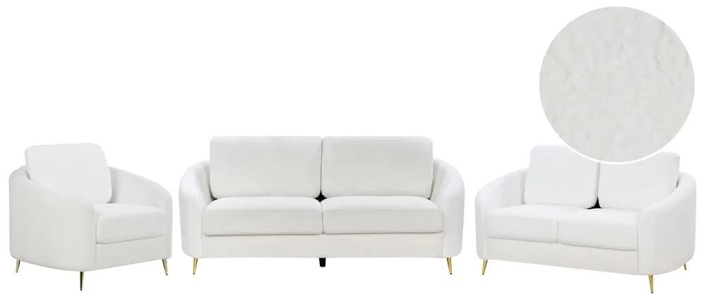 Conjunto de sofás com 6 lugares em bouclé branco TROSA Beliani