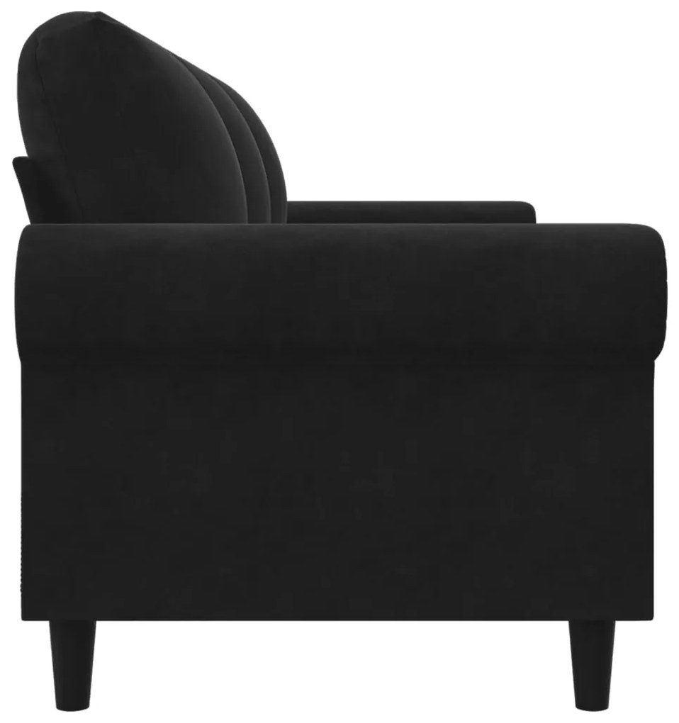 Sofá de 3 lugares 180 cm veludo preto