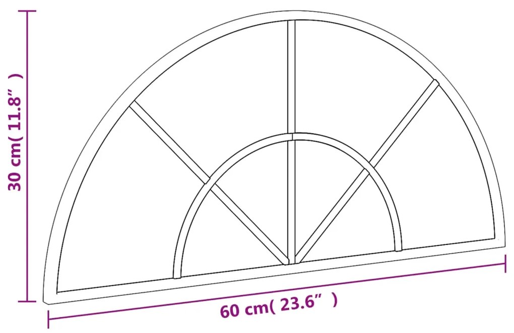 Espelho de parede arqueado 60x30 cm ferro preto