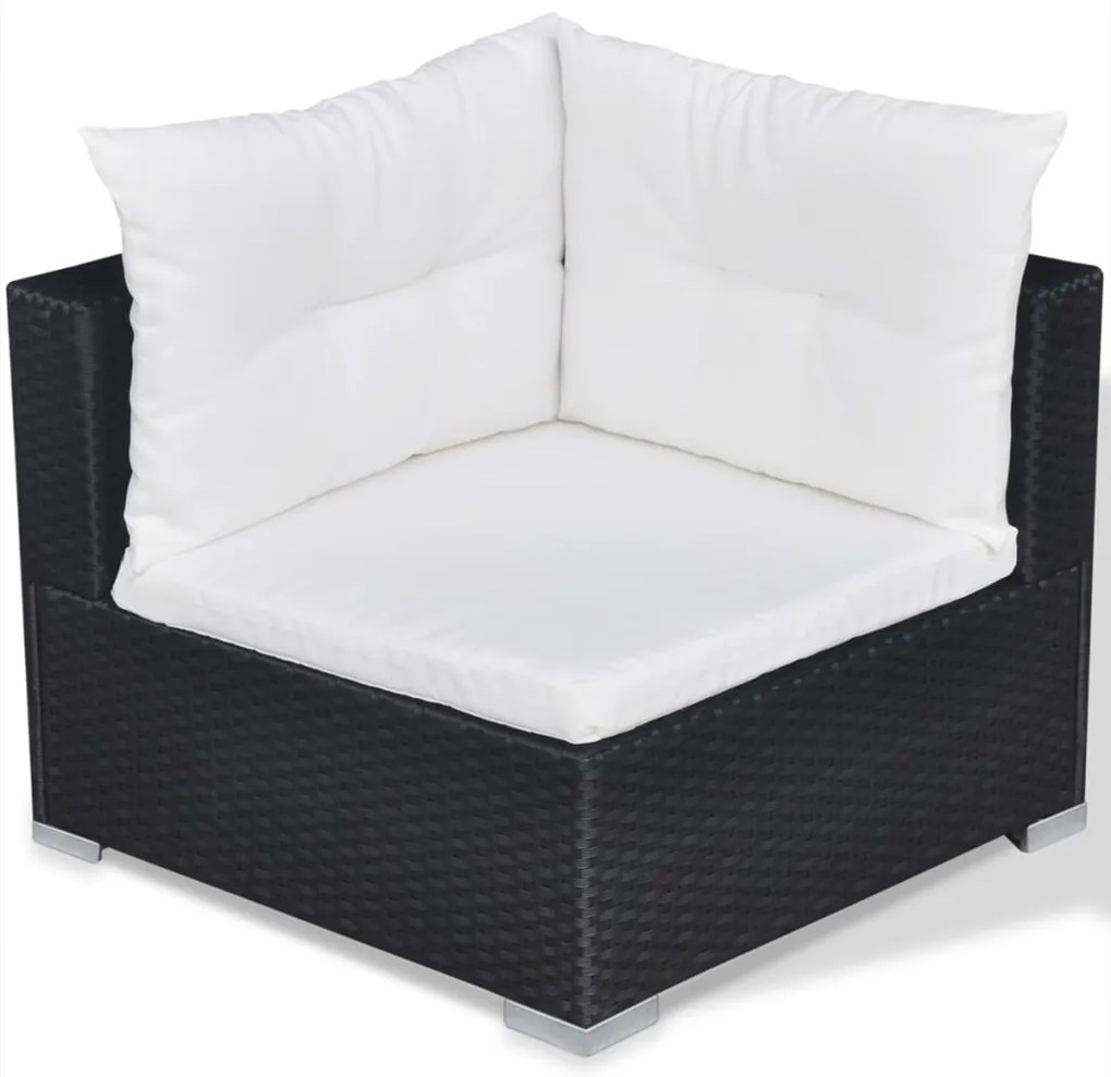 10 pcs conjunto lounge de jardim c/ almofadões vime PE preto