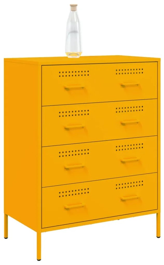 Aparador 68x39x89 cm aço amarelo mostarda