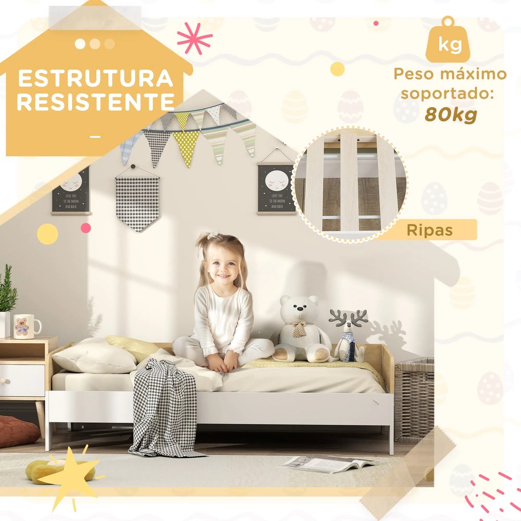 AIYAPLAY Cama para Crianças acima de 3 Anos 143,5x74x40 cm Cama de Mad