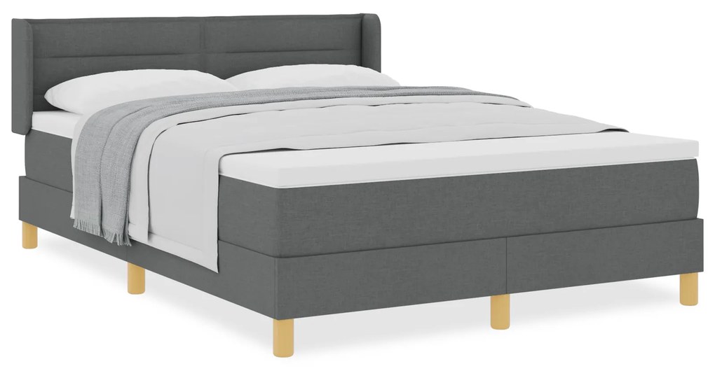 Cama Box Spring vidaXL com Colchão Cinza Escuro 160x200 cm Tecido