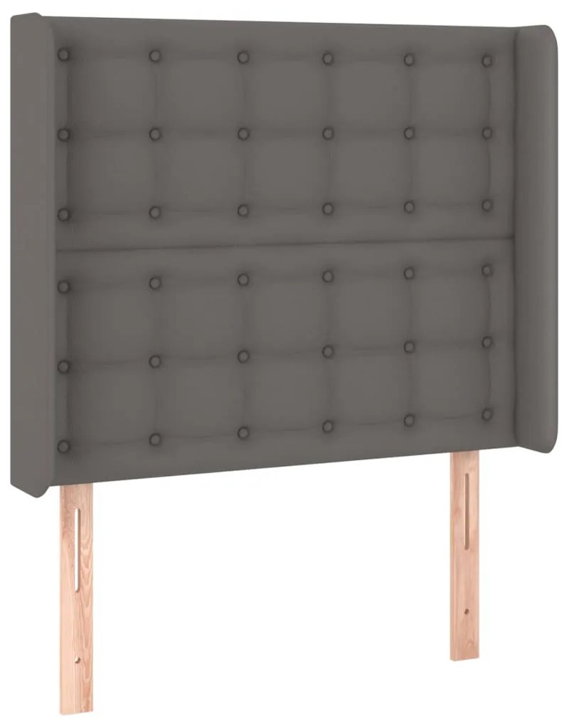 Cama box spring c/ colchão/LED 100x200cm couro artificial cinza