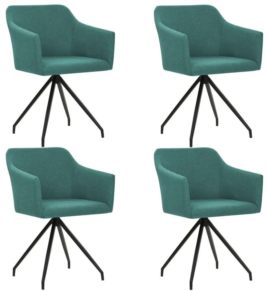 vidaXL Cadeiras de jantar giratórias 4 pcs tecido verde