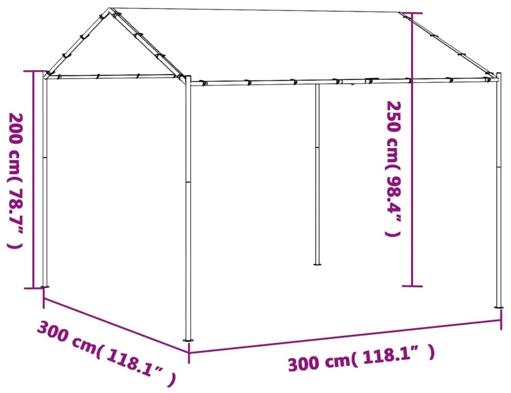 Tenda com toldo 3x3 m aço e tecido antracite