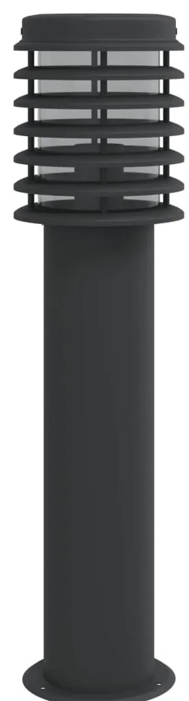 Candeeiro chão exterior c/ tomada 3 pcs 60 cm aço inox. preto