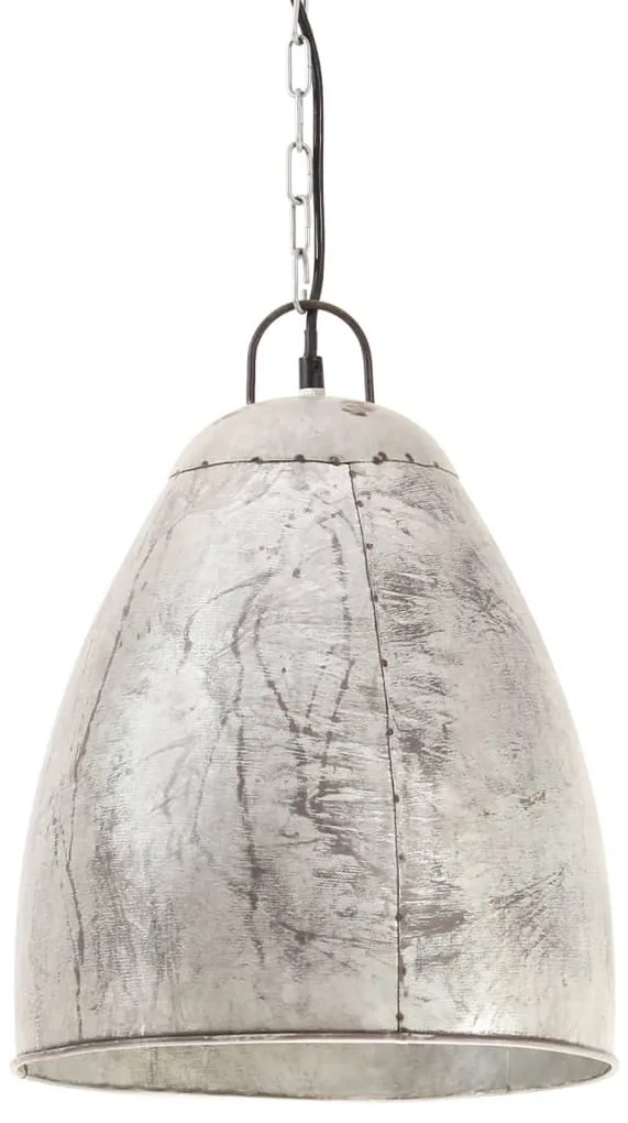 Candeeiro suspenso industrial redondo 25 W 32 cm E27 prateado