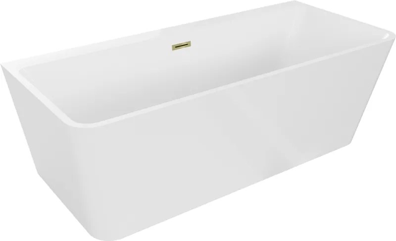 Mexen Volta banheira de pé encostada de 170 x 75 cm, branca, com transbordo dourado - 51131707500-50