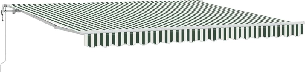 vidaXL Toldo Retrátil Manual Verde e Branco 400 × 300 cm tecido