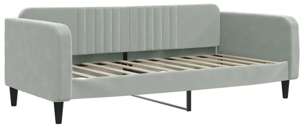 Sofá-cama com gavetão 90x190 cm veludo cinzento-claro