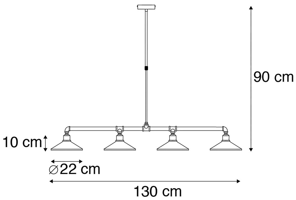 LED Candeeiro de suspensão inteligente preto 4 luzes incl. Wifi ST64 - Laser Rústico ,Clássico / Antigo,Country / Rústico,Industrial