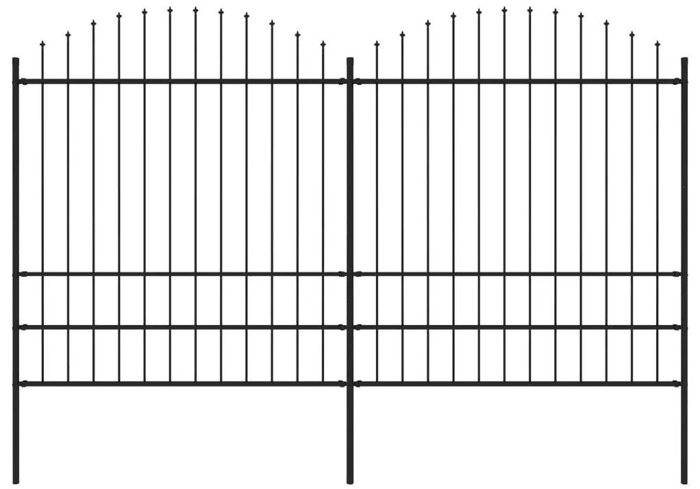 Cerca de jardim com topo em lanças (1,75-2)x3,4 m aço preto