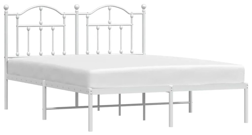 Estrutura de cama com cabeceira 140x190 cm metal branco