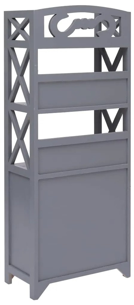 Armário de casa de banho 46x24x116cm madeira paulownia cinzento