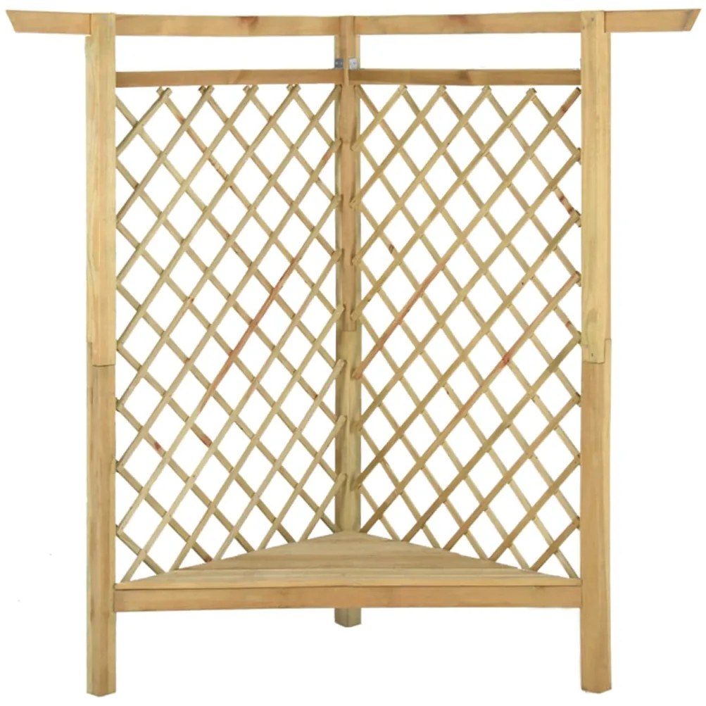 Pérgola de canto com banco 166x81x174 cm pinho impregnado