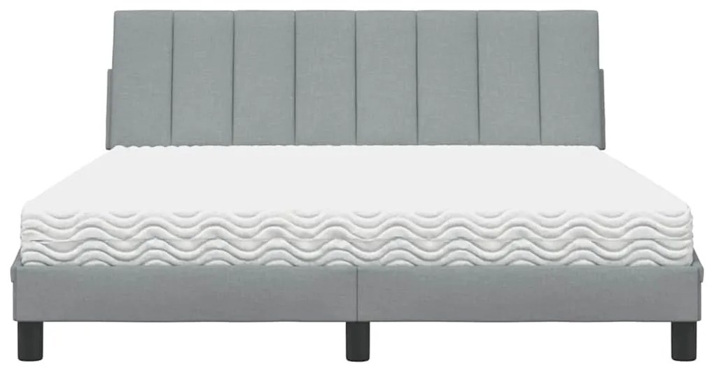 Cama com colchão 160x200 cm tecido cinzento-claro