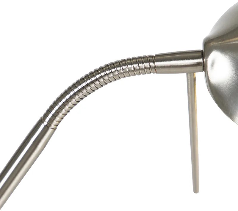 Candeeiro de pé em aço com candeeiro de leitura incluindo LED regulável em Kelvin - Diva