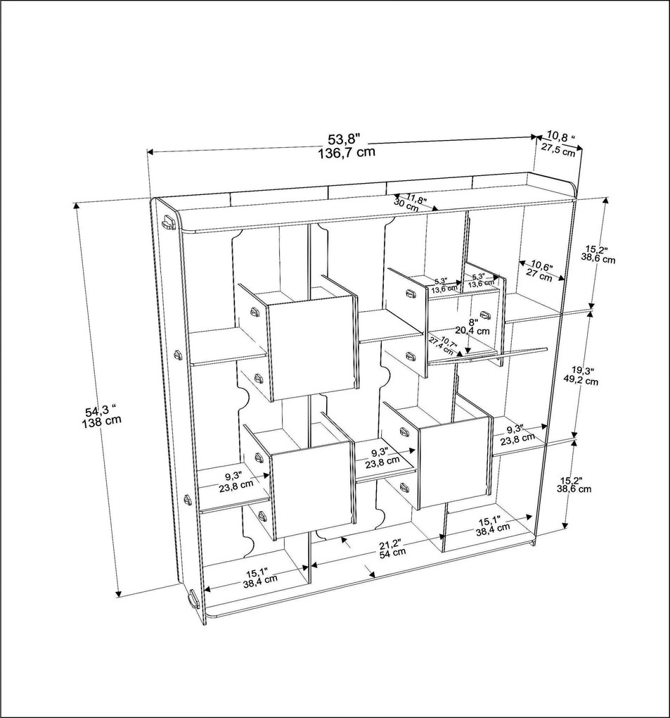 Estante Alimo – Carvalho – 136,7x138x27,5 cm