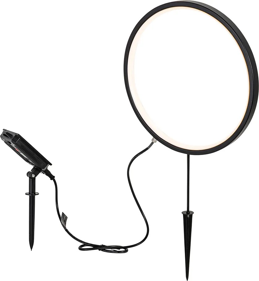 Candeeiro de jardim preto 60 cm com LED recarregável e solar IP65 - Adalind