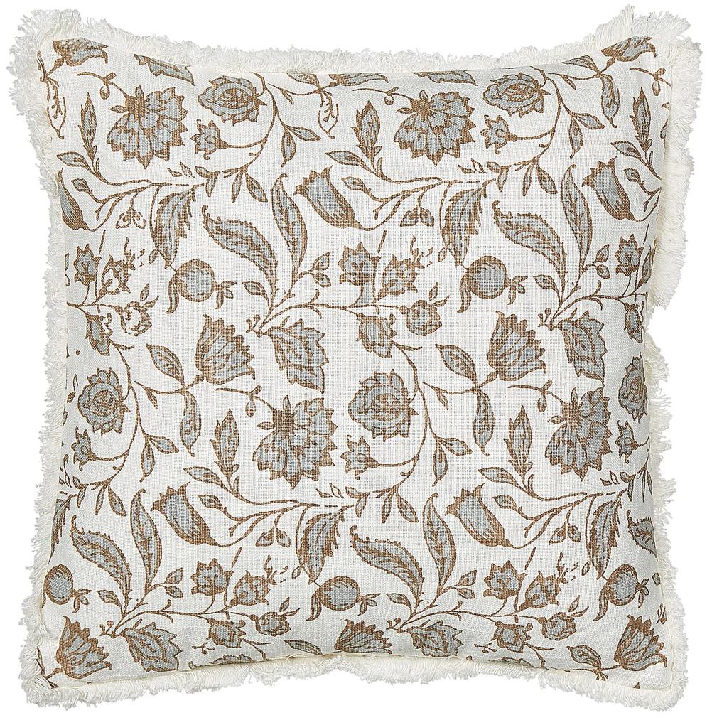 Conjunto 2 almofadas decorativas padrão floral algodão branco e cinzento 45 x 45 cm LIVISTONA Beliani