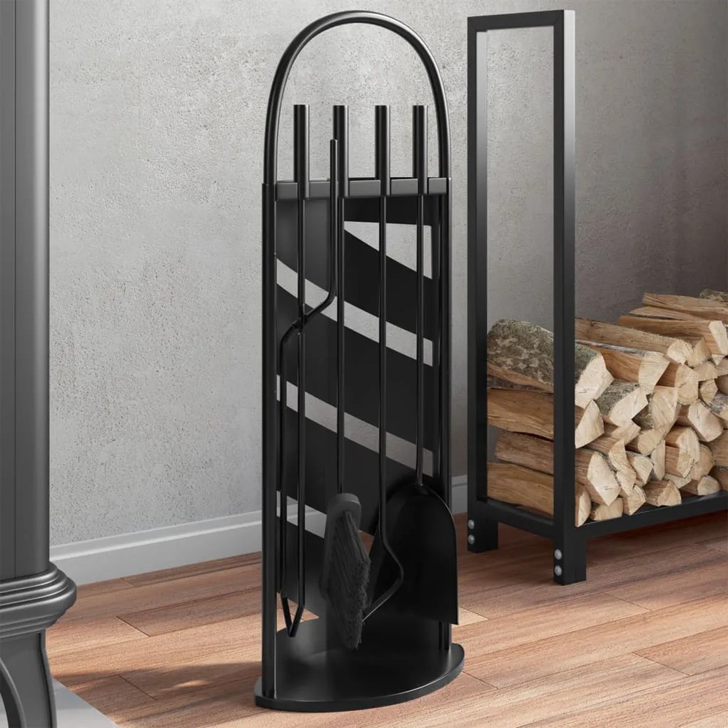vidaXL Conjunto de ferramentas para lareira 5 pcs 23x15x66 cm aço
