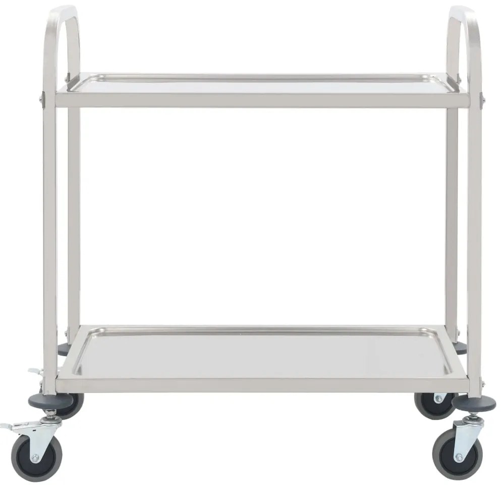 Carrinho de cozinha de 2 níveis 95x45x83,5 cm aço inoxidável