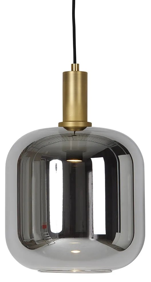 LED Candeeiro de suspensão preto com dourado e vidro fumê incl. PUCC - Zuzanna Design
