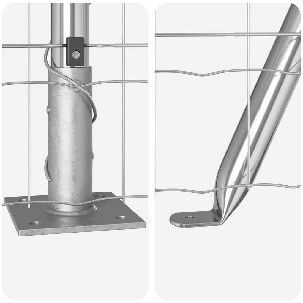 Cerca Euro com 13 Postes Flangados 0.4x50 m Aço Galvanizado