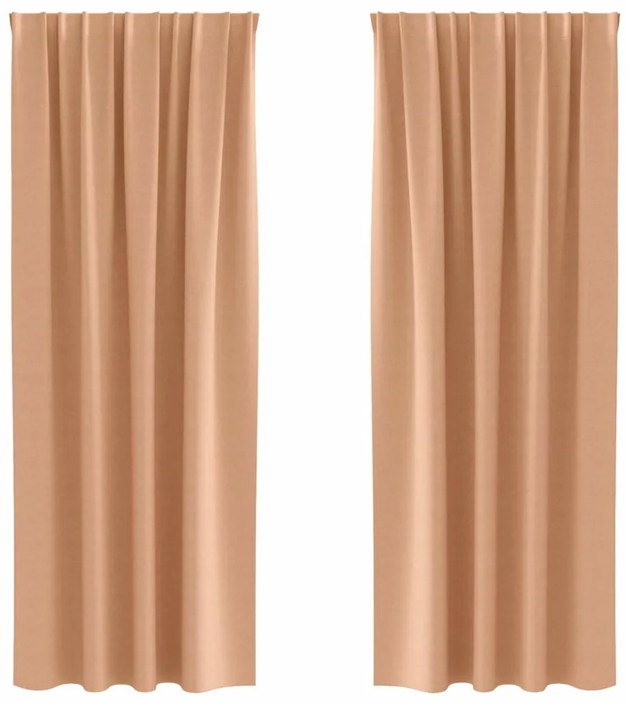 Cortinas 2 pcs Castanho-claro 260 x 140 cm Poliéster
