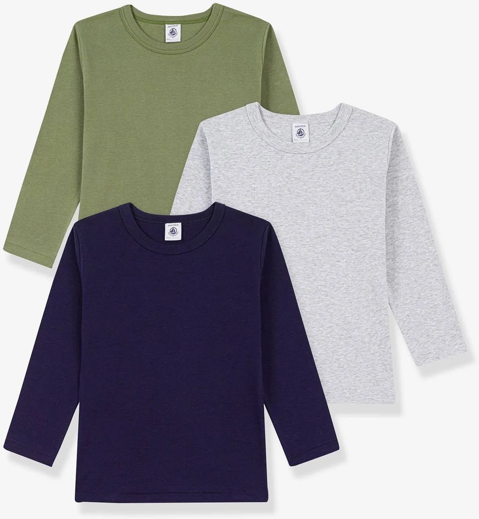 Lote de 3 t-shirts de manga comprida Petit Bateau multicolor