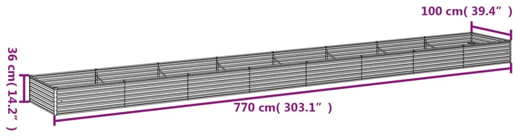 Canteiro elevado de jardim 770x100x36 cm aço corten