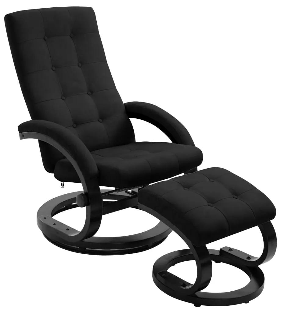 248471 vidaXL Poltrona reclinável com apoio de pés tecido acamurçado preto
