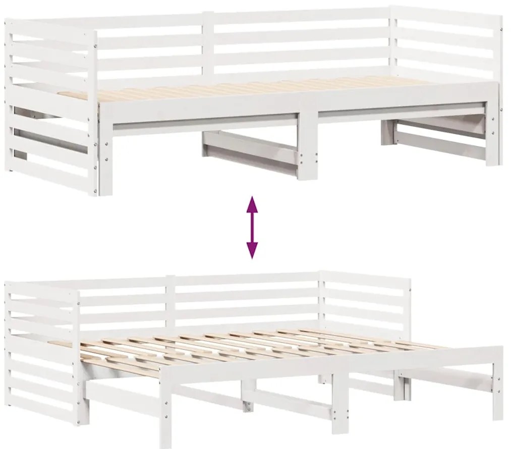 Sofá-cama c/ gavetas 90x200cm madeira de pinho maciça branco