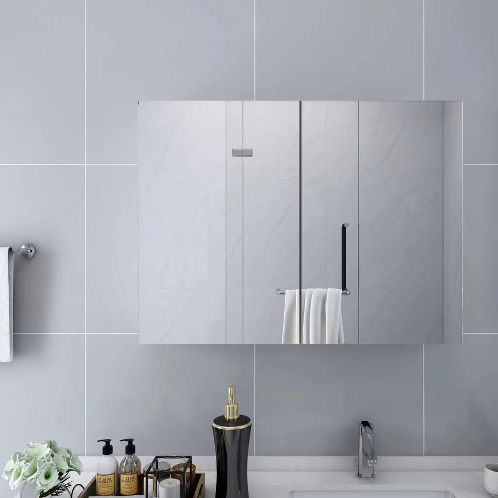 Armário espelhado casa de banho 80x15x60 cm MDF branco