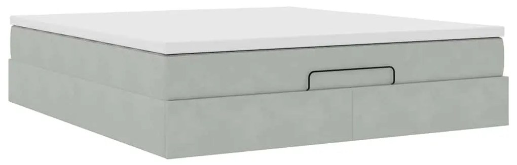 Estrutura de cama otomana com colchão 160x200 cm cinzento claro