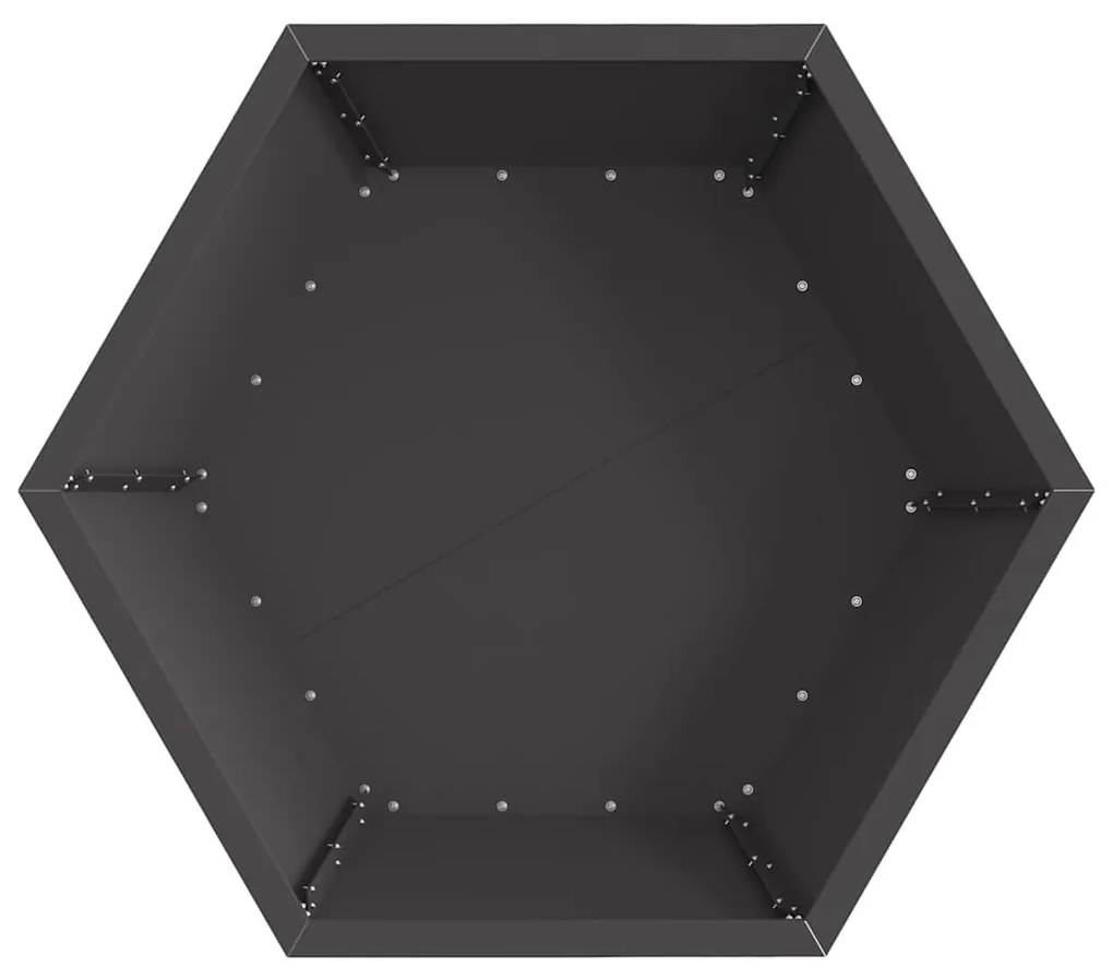 Fogueira Hexagonal vidaXL Preta 75x75x28 cm em Aço