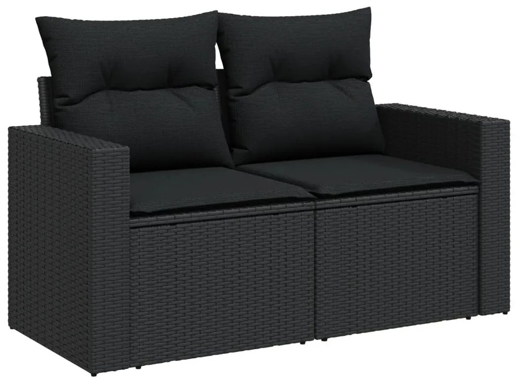 12 pcs conjunto de sofás de jardim c/ almofadões vime PE preto