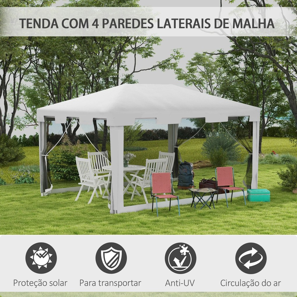 Outsunny Tenda de Jardim 4x3 m Tenda Desmontável de Exterior com 4 Mos