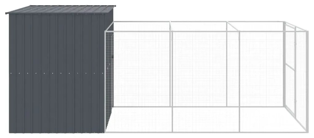 Casota p/ cães c/ parque 214x457x181 cm aço galvaniz. antracite