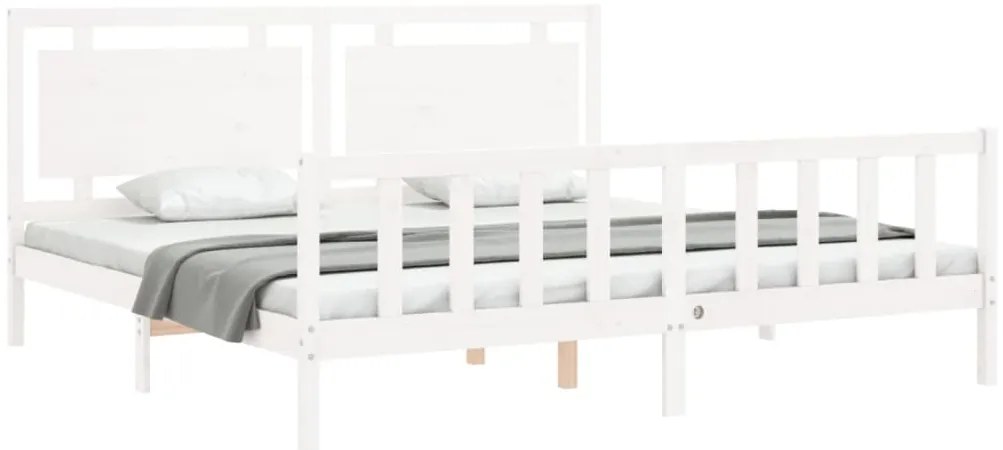 Cama sem colchão 200x200 cm madeira de pinho maciça branco