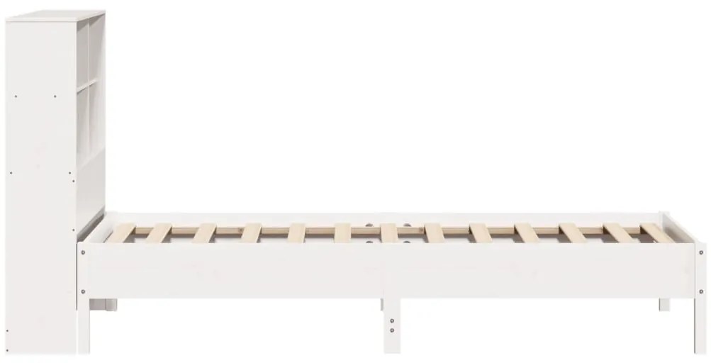 Cama com estante sem colchão 90x200 cm pinho maciço branco