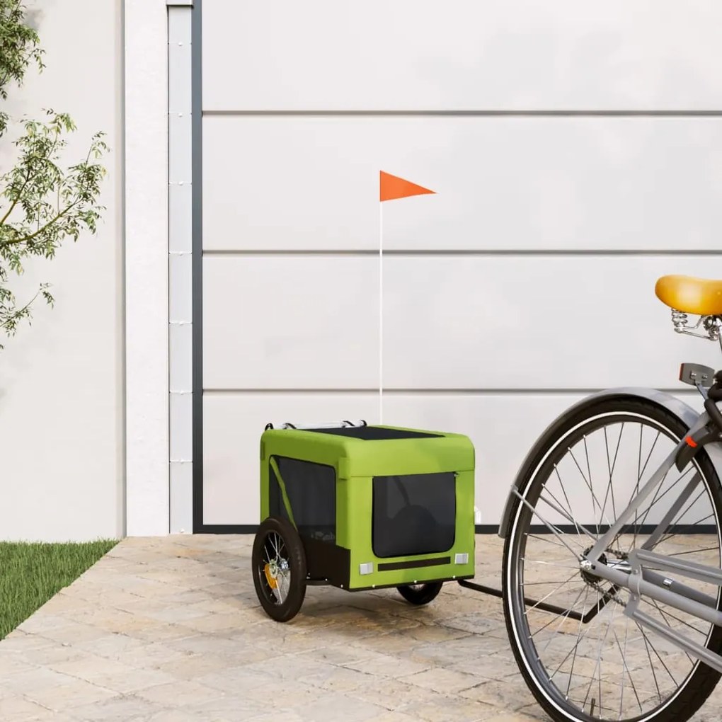 vidaXL Reboque de bicicleta p/ animais tecido oxford/ferro verde/preto