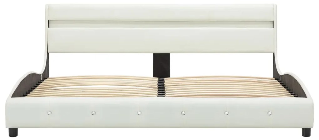 Estrutura de cama com LED 150x200 cm couro artificial branco