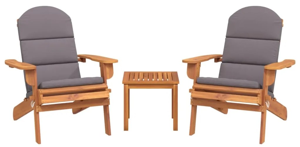 3 pcs conjunto lounge de jardim Adirondack acácia maciça